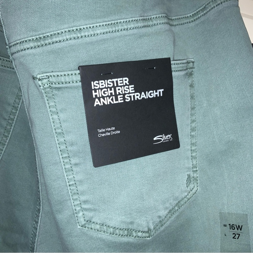 Silver Sage Green Isbister High Rise Ankle Straight Jeans Womens Size ~ 16Wx27